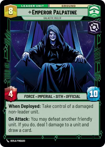 star wars unlimited rare card Emperor Palpatine