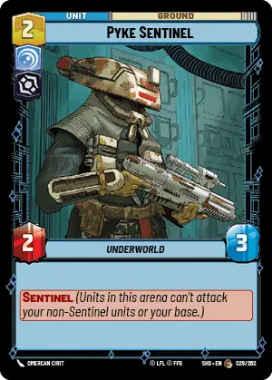 Pyke Sentinel (SHD) Common Star Wars Unlimited Fantasy Flight Games Standard Non-Foil 