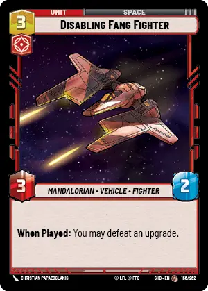 Disabling Fang Fighter (SHD) Common Star Wars Unlimited Fantasy Flight Games Standard Non-Foil 