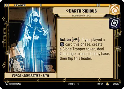 Chancellor Palpatine - Playing Both Sides (TWI) Rare Star Wars Unlimited Fantasy Flight Games   