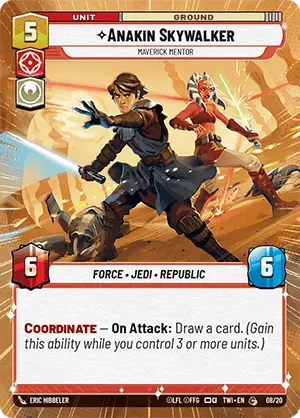 Anakin Skywalker - Maverick Mentor (TWI) Starter Star Wars Unlimited Fantasy Flight Games Hyperspace Non-Foil 