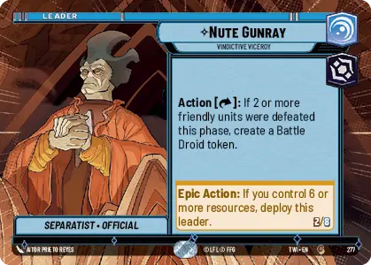 Nute Gunray - Vindictive Viceroy (TWI) Common Star Wars Unlimited Fantasy Flight Games Hyperspace Non-Foil 