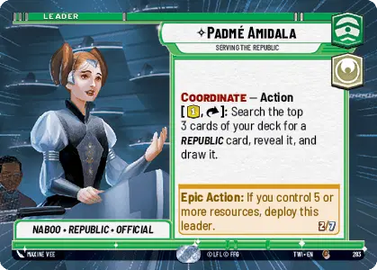 Padmé Amidala - Serving the Republic (TWI) Common Star Wars Unlimited Fantasy Flight Games Hyperspace Non-Foil 