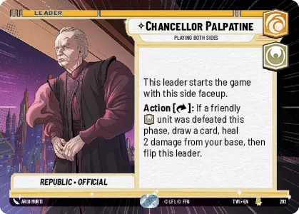 Chancellor Palpatine - Playing Both Sides (TWI) Rare Star Wars Unlimited Fantasy Flight Games Hyperspace Non-Foil 
