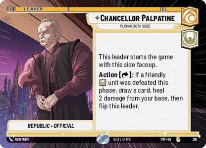 Chancellor Palpatine - Playing Both Sides (TWI) Rare Star Wars Unlimited Fantasy Flight Games Hyperspace Non-Foil 