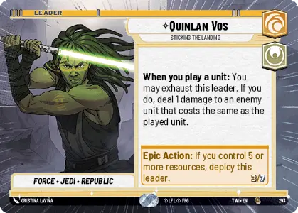 Quinlan Vos - Sticking the Landing (TWI) Common Star Wars Unlimited Fantasy Flight Games Hyperspace Non-Foil 