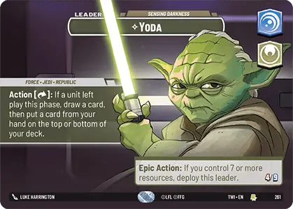 Yoda - Sensing Darkness (TWI) Rare Star Wars Unlimited Fantasy Flight Games Showcase Foil 