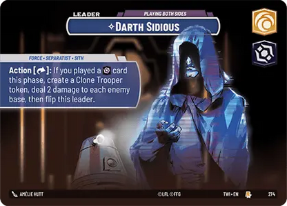 Chancellor Palpatine - Playing Both Sides (TWI) Rare Star Wars Unlimited Fantasy Flight Games   