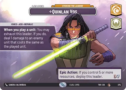 Quinlan Vos - Sticking the Landing (TWI) Common Star Wars Unlimited Fantasy Flight Games Showcase Foil 