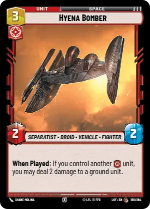 Hyena Bomber (LOF) Common Fantasy Flight Games Standard Non-Foil