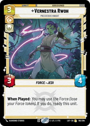 Vernestra Rwoh - Precocious Knight (LOF) Rare Fantasy Flight Games Standard Non-Foil