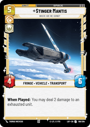 Stinger Mantis - Where Are We Going? (LOF) Uncommon Fantasy Flight Games Standard Non-Foil