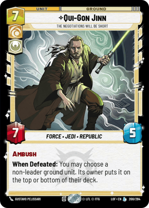 Qui-Gon Jinn - The Negotiations Will Be Short (LOF) Legendary Fantasy Flight Games Standard Non-Foil