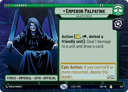 Emperor Palpatine - Galactic Ruler (SOR) Rare Star Wars Unlimited Fantasy Flight Games Hyperspace Non-Foil 