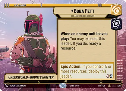 Boba Fett - Collecting the Bounty (SOR) Common Star Wars Unlimited Fantasy Flight Games Hyperspace Non-Foil 