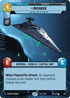 Avenger - Hunting Star Destroyer (SOR) Legendary Star Wars Unlimited Fantasy Flight Games Hyperspace Non-Foil 