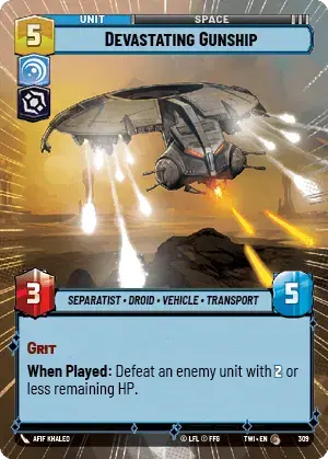 Devastating Gunship (TWI) Common Star Wars Unlimited Fantasy Flight Games Hyperspace Non-Foil 