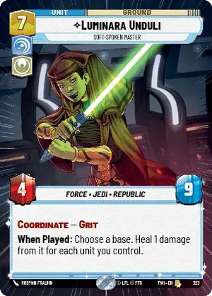 Luminara Unduli - Soft-Spoken Master (TWI) Rare Star Wars Unlimited Fantasy Flight Games Hyperspace Non-Foil 