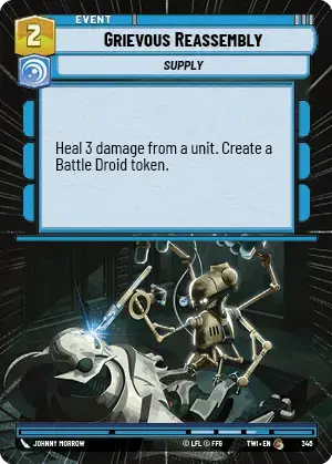 Grievous Reassembly (TWI) Common Star Wars Unlimited Fantasy Flight Games Hyperspace Non-Foil 