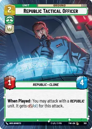 Republic Tactical Officer (TWI) Common Star Wars Unlimited Fantasy Flight Games Hyperspace Non-Foil 