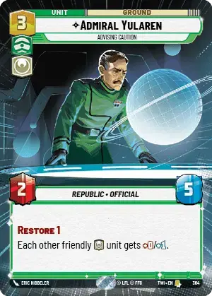 Admiral Yularen - Advising Caution (TWI) Rare Star Wars Unlimited Fantasy Flight Games Hyperspace Non-Foil 