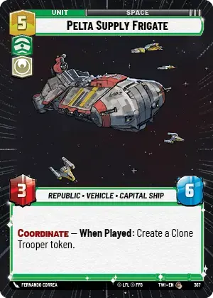 Pelta Supply Frigate (TWI) Common Star Wars Unlimited Fantasy Flight Games Hyperspace Non-Foil 