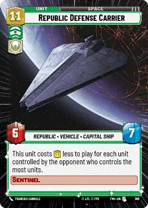 Republic Defense Carrier (TWI) Uncommon Star Wars Unlimited Fantasy Flight Games Hyperspace Non-Foil 