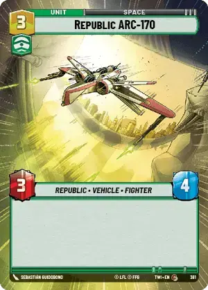 Republic ARC-170 (TWI) Common Star Wars Unlimited Fantasy Flight Games Hyperspace Non-Foil 