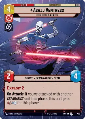 Asajj Ventress - Count Dooku's Assassin (TWI) Uncommon Star Wars Unlimited Fantasy Flight Games Hyperspace Non-Foil 