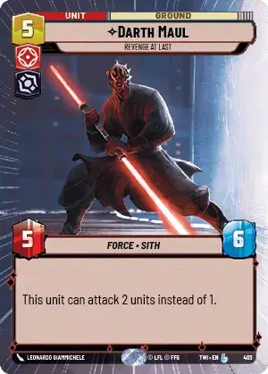 Darth Maul - Revenge At Last (TWI) Legendary Star Wars Unlimited Fantasy Flight Games Hyperspace Non-Foil 