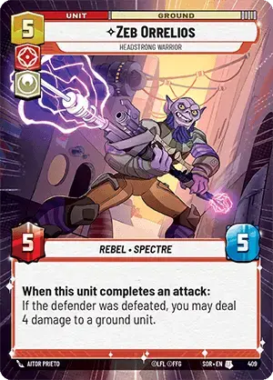 Zeb Orrelios - Headstrong Warrior (SOR) Uncommon Star Wars Unlimited Fantasy Flight Games Hyperspace Non-Foil 