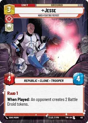 Jesse - Hard-Fighting Patriot (TWI) Uncommon Star Wars Unlimited Fantasy Flight Games Hyperspace Non-Foil 