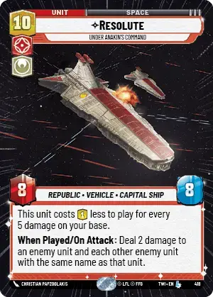 Resolute - Under Anakin's Command (TWI) Legendary Star Wars Unlimited Fantasy Flight Games Hyperspace Non-Foil 