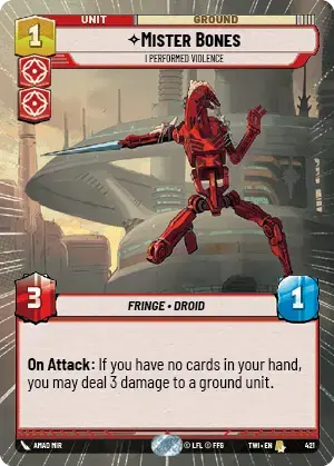 Mister Bones - I Performed Violence (TWI) Rare Star Wars Unlimited Fantasy Flight Games Hyperspace Non-Foil 