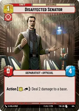 Disaffected Senator (TWI) Uncommon Star Wars Unlimited Fantasy Flight Games Hyperspace Non-Foil 