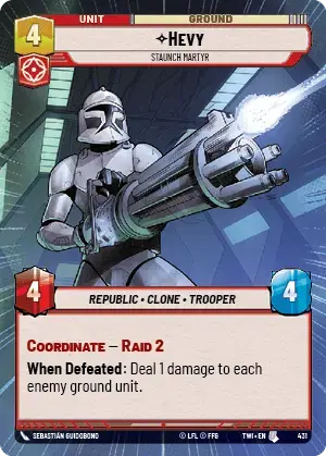 Hevy - Staunch Martyr (TWI) Uncommon Star Wars Unlimited Fantasy Flight Games Hyperspace Non-Foil 