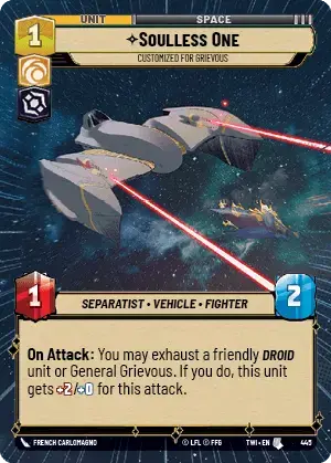 Soulless One - Customized for Grievous (TWI) Uncommon Star Wars Unlimited Fantasy Flight Games Hyperspace Non-Foil 