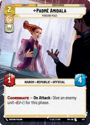 Padmé Amidala - Pursuing Peace (TWI) Uncommon Star Wars Unlimited Fantasy Flight Games Hyperspace Non-Foil 