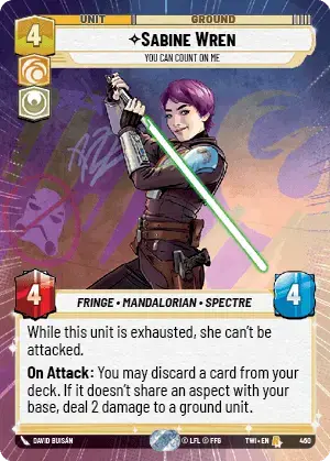 Sabine Wren - You can count on me (TWI) Rare Star Wars Unlimited Fantasy Flight Games Hyperspace Non-Foil 