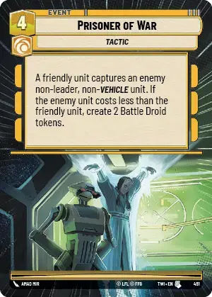 Prisoner of War (TWI) Uncommon Star Wars Unlimited Fantasy Flight Games Hyperspace Non-Foil 