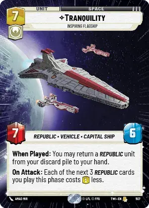 Tranquility - Inspiring Flagship (TWI) Rare Star Wars Unlimited Fantasy Flight Games Hyperspace Non-Foil 