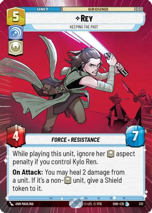 Rey - Keeping the Past (SHD) Legendary Star Wars Unlimited Fantasy Flight Games Hyperspace Non-Foil 