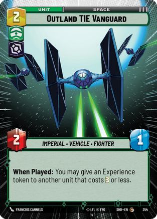 Outland TIE Vanguard (SHD) Common Star Wars Unlimited Fantasy Flight Games Hyperspace Non-Foil 