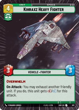 Kihraxz Heavy Fighter (SHD) Uncommon Star Wars Unlimited Fantasy Flight Games Hyperspace Non-Foil 