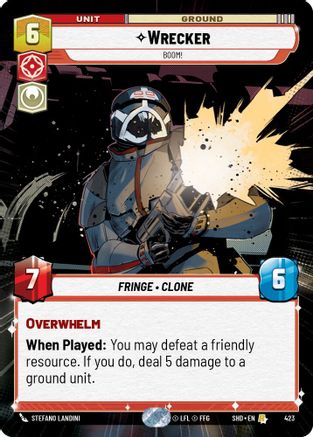 Wrecker - BOOM! (SHD) Rare Star Wars Unlimited Fantasy Flight Games Hyperspace Non-Foil 