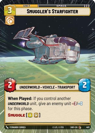 Smuggler's Starfighter (SHD) Common Star Wars Unlimited Fantasy Flight Games Hyperspace Non-Foil 