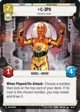 C-3P0 - Protocol Droid (SOR) Starter Star Wars Unlimited Fantasy Flight Games Hyperspace Non-Foil 