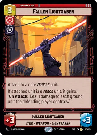 Fallen Lightsaber (SOR) Rare Star Wars Unlimited Fantasy Flight Games Standard Non-Foil 