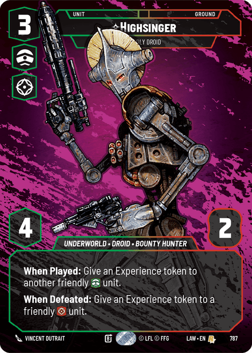 Highsinger - Deadly Droid (LAW) Rare Fantasy Flight Games Prestige Non-Foil