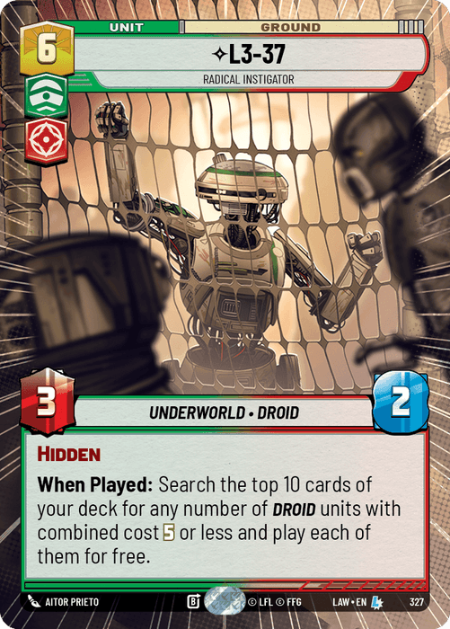 L3-37 - Radical Instigator (LAW) Legendary Fantasy Flight Games Hyperspace Non-Foil